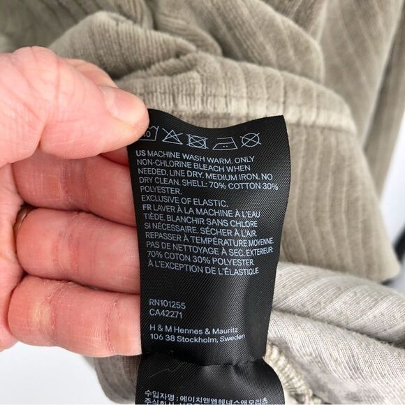 H&M Boxy Sweatshirt Womens Large Green Ribbed Velour Velvet - Picture 6 of 9